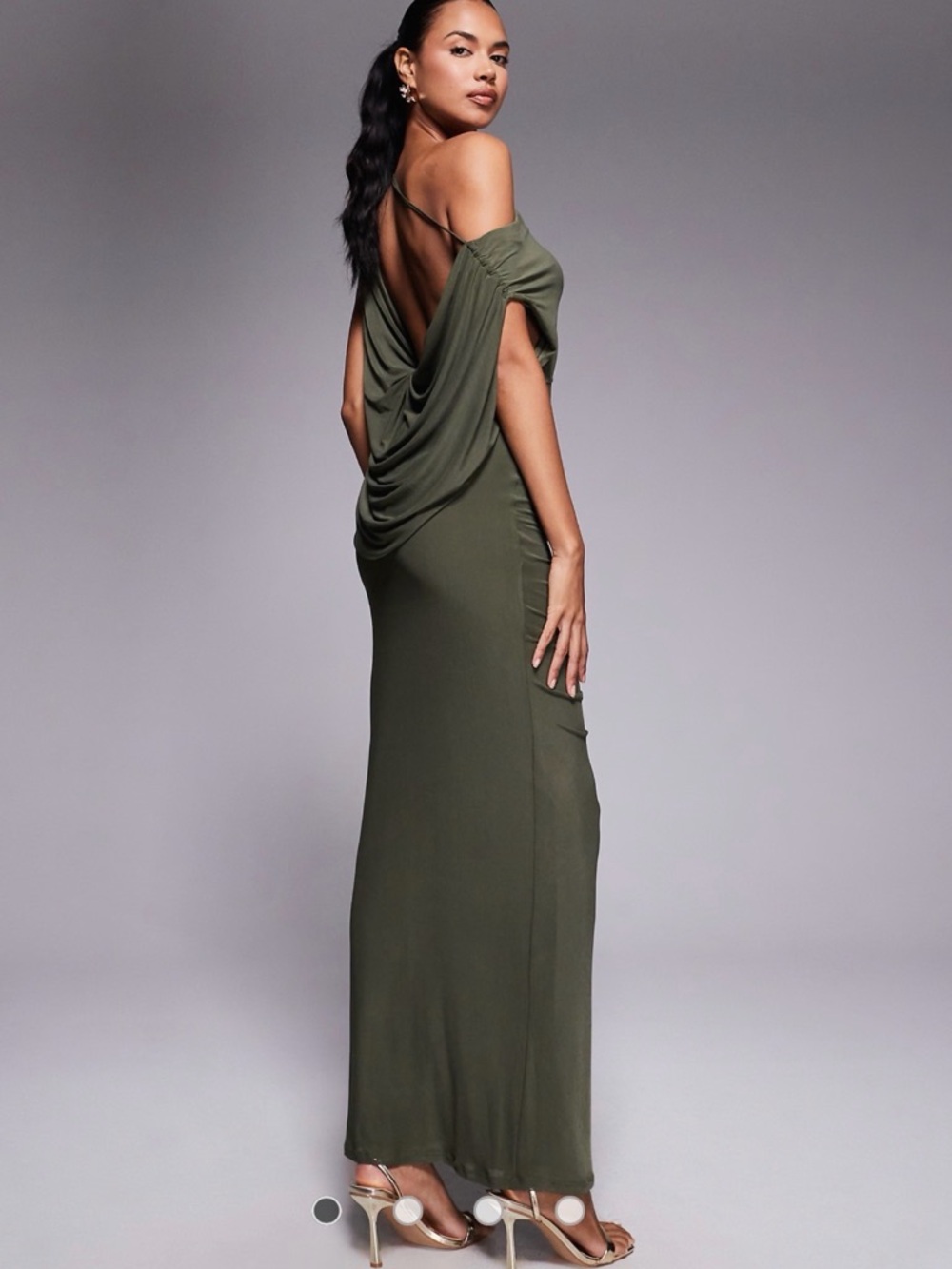 ASOS Olive Draped-Back Maxi Dress